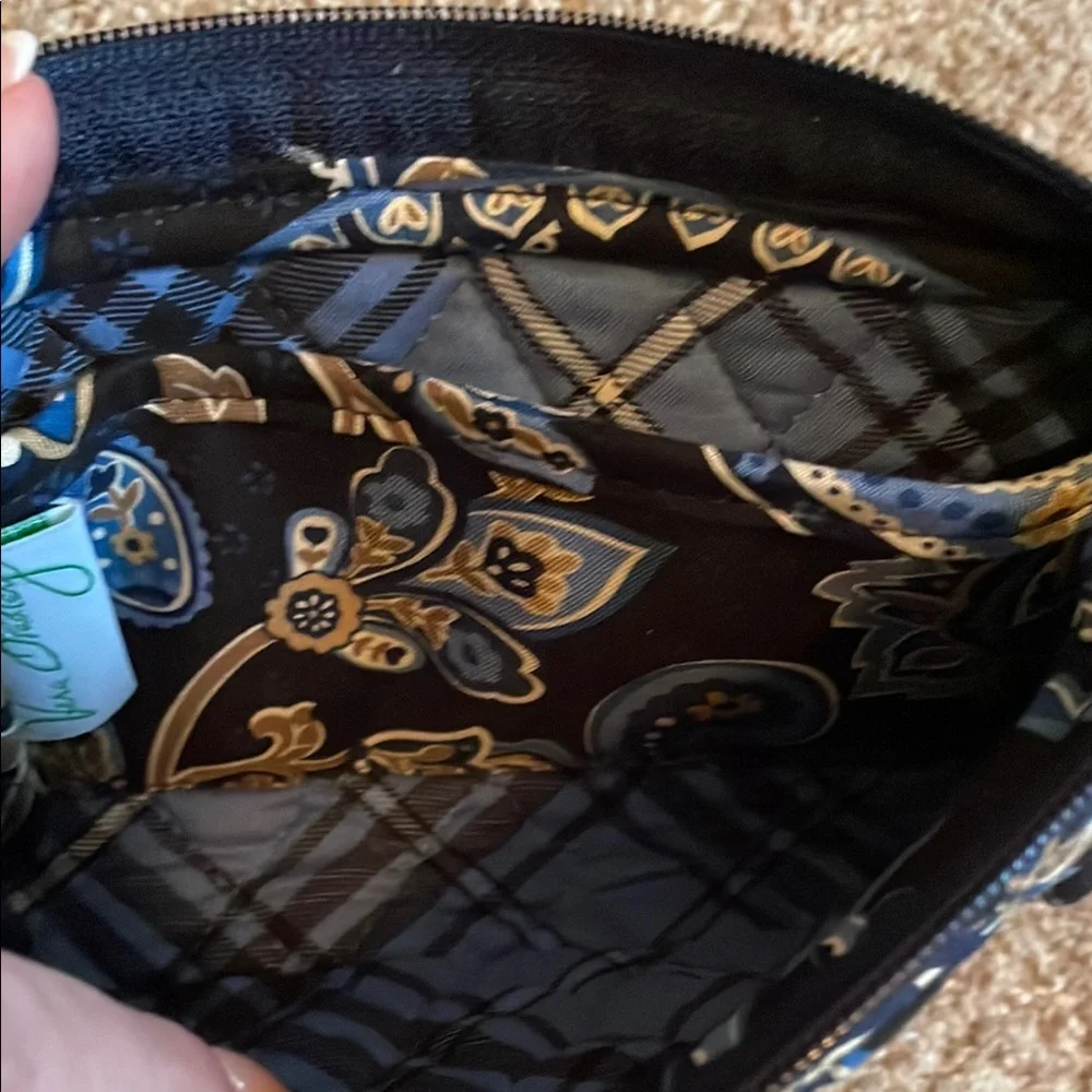 Vera Bradley Windsor Blue and Black Paisley Clutch with Wrist Strap - Picture 4 of 7